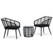 3 Piece Bistro Set Poly Rattan Black Anpik