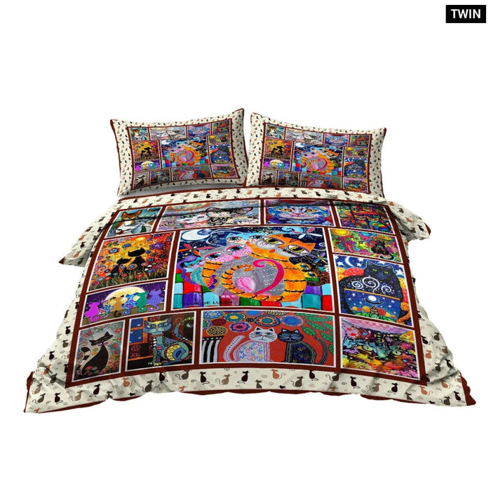 3 Piece Cat Bedding Set Duvet Cover Bedspreads And Pillow