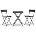 3 Piece Folding Bistro Set Black Poly Rattan Tokknk