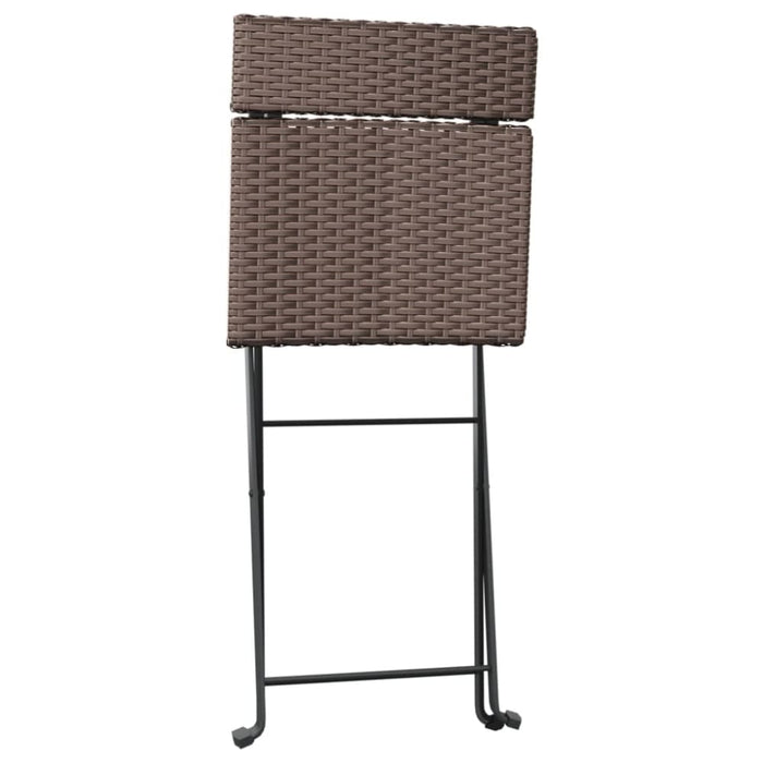 3 Piece Folding Bistro Set Brown Poly Rattan Tokkkb