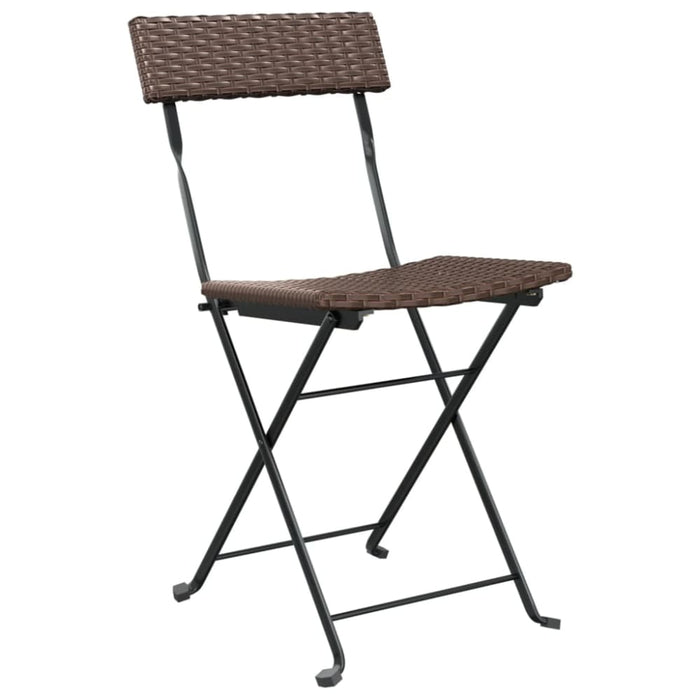 3 Piece Folding Bistro Set Brown Poly Rattan Tokkkb