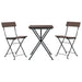 3 Piece Folding Bistro Set Brown Poly Rattan Tokkkb