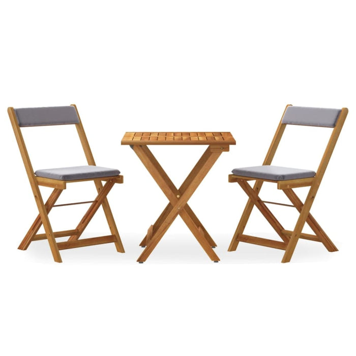 3 Piece Folding Bistro Set With Cushions Solid Wood Acacia