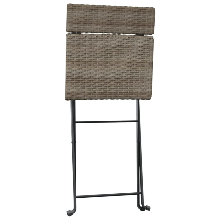 3 Piece Folding Bistro Set Grey Poly Rattan Tokkko