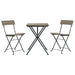 3 Piece Folding Bistro Set Grey Poly Rattan Tokkko