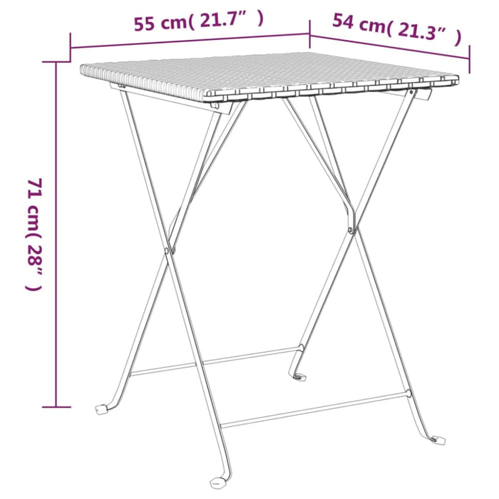 3 Piece Folding Bistro Set Grey Poly Rattan Tokkko