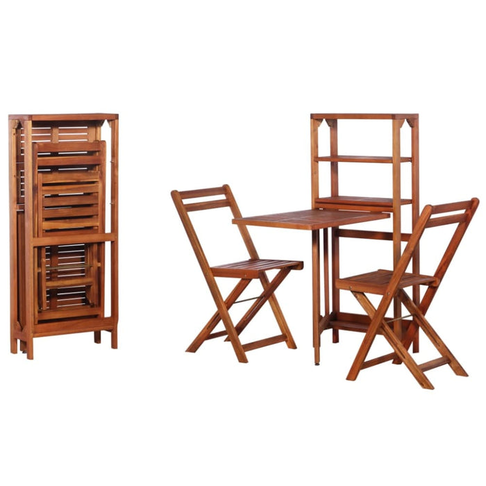 3 Piece Folding Bistro Set Solid Acacia Wood Aabot