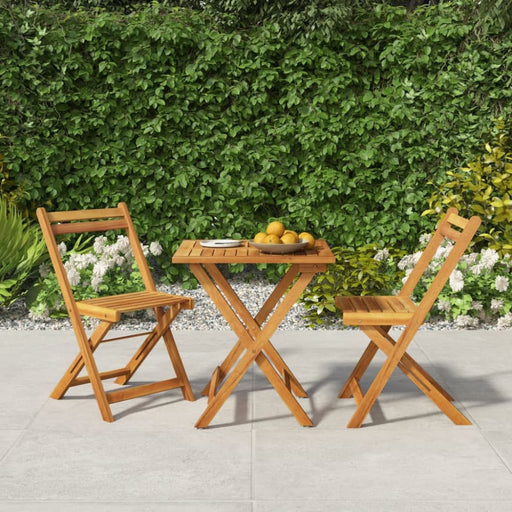 3 Piece Folding Bistro Set Solid Wood Acacia Tokibt