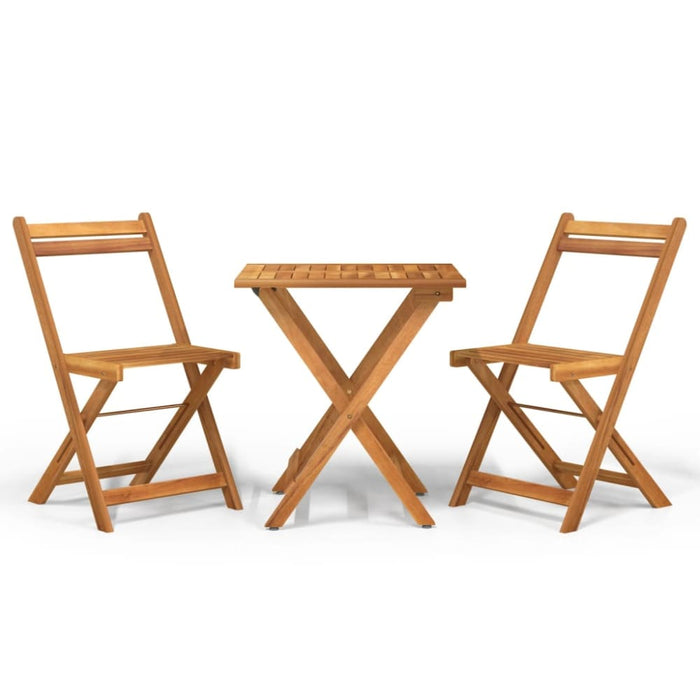 3 Piece Folding Bistro Set Solid Wood Acacia Tokibt