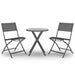 3 Piece Folding Bistro Set Steel Grey Tbitptl