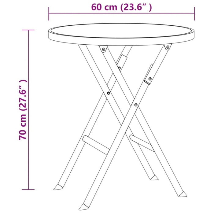 3 Piece Folding Bistro Set Steel Grey Tbitptl