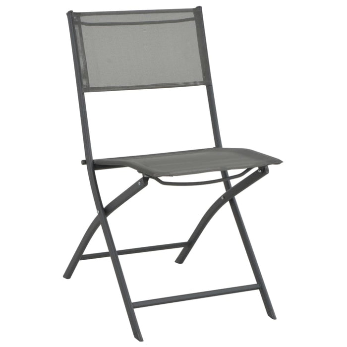 3 Piece Folding Bistro Set Steel Grey Tbitptl