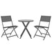 3 Piece Folding Bistro Set Steel Grey Tbitptl