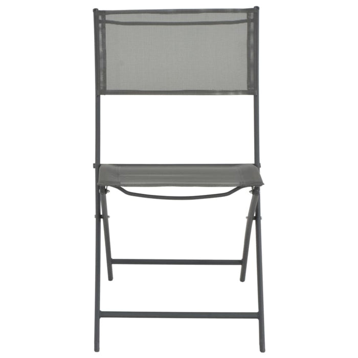 3 Piece Folding Bistro Set Steel Grey Tbitptl