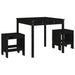 3 Piece Garden Bistro Set Black Solid Wood Pine Topiibi