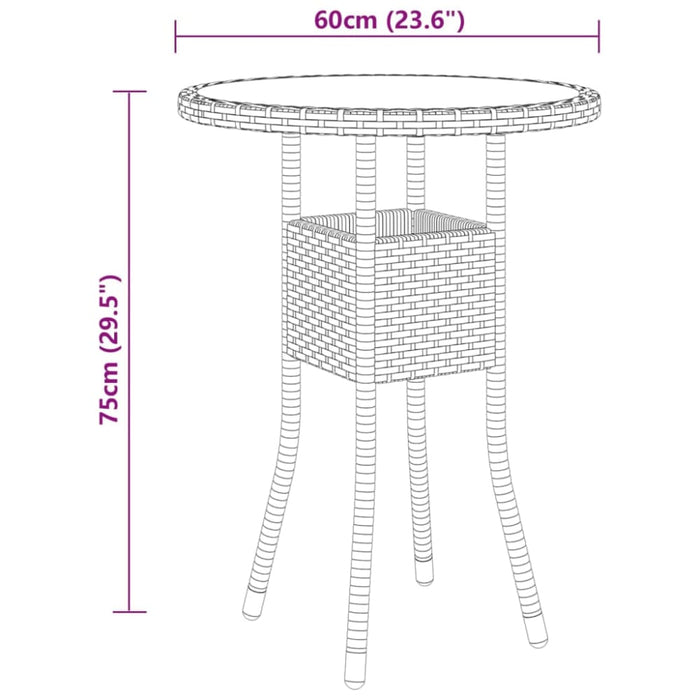 3 Piece Garden Bistro Set Poly Rattan Black Tbpnpaa