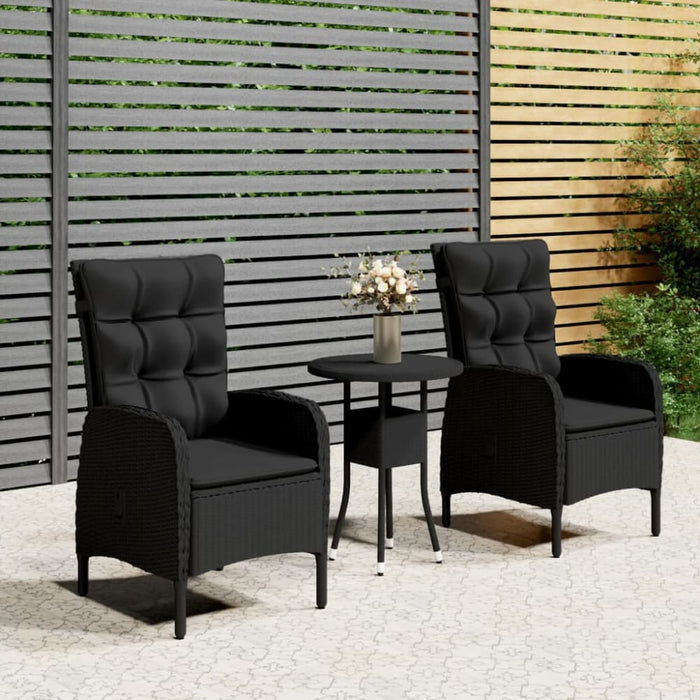 3 Piece Garden Bistro Set Poly Rattan Black Tbpnpaa