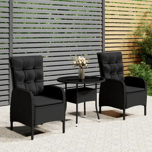 3 Piece Garden Bistro Set Poly Rattan Black Tbpnpan