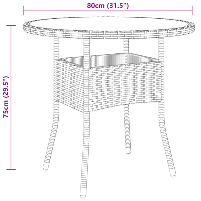 3 Piece Garden Bistro Set Poly Rattan Black Tbpnpan