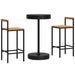 3 Piece Garden Bar Set Black Poly Rattan&solid Wood Acacia