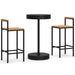 3 Piece Garden Bar Set Black Poly Rattan&solid Wood Acacia