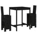 3 Piece Garden Bar Set Black Solid Wood Pine Topiili