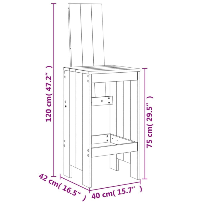 3 Piece Garden Bar Set Black Solid Wood Pine Topiili