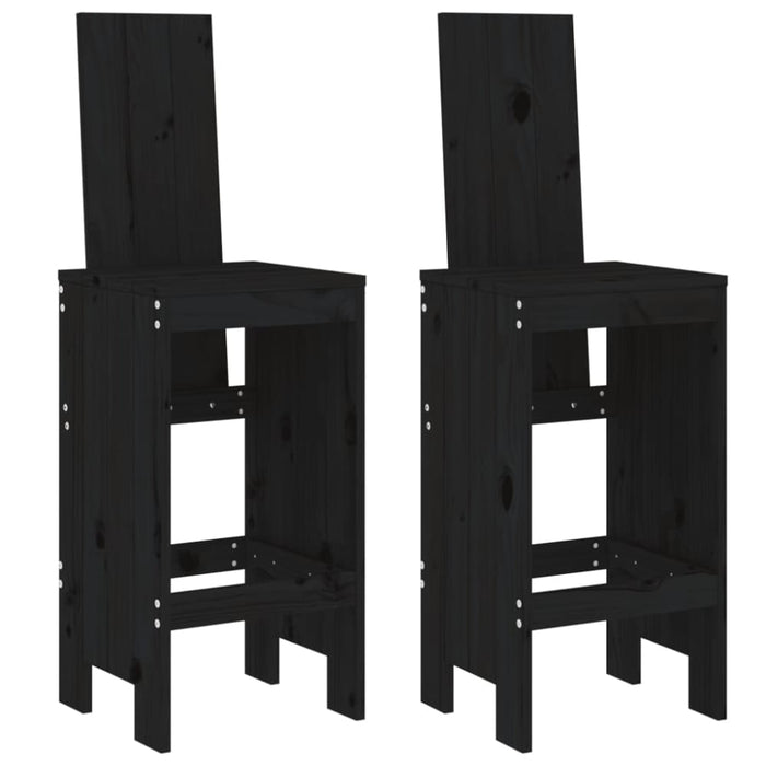 3 Piece Garden Bar Set Black Solid Wood Pine Topiili