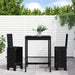 3 Piece Garden Bar Set Black Solid Wood Pine Topiili