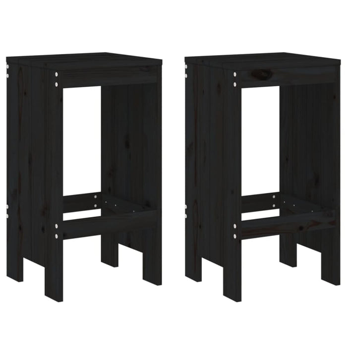 3 Piece Garden Bar Set Black Solid Wood Pine Topiiti