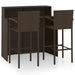 3 Piece Garden Bar Set Brown Tblannp