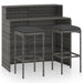 3 Piece Garden Bar Set With Cushions Grey Tblania