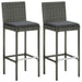 3 Piece Garden Bar Set With Cushions Grey Tblannx