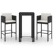 3 Piece Garden Bar Set With Cushions Poly Rattan Black