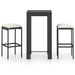 3 Piece Garden Bar Set With Cushions Poly Rattan Black