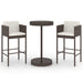 3 Piece Garden Bar Set With Cushions Poly Rattan Brown