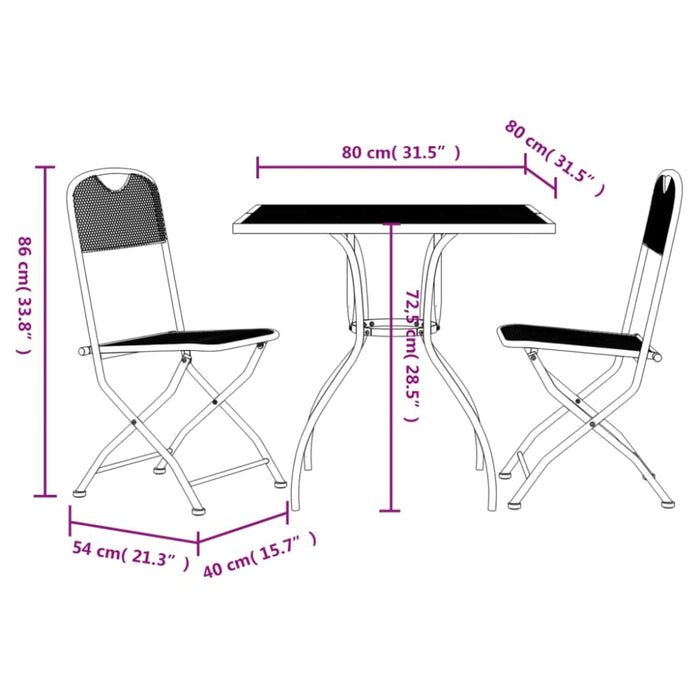 3 Piece Garden Dining Set Anthracite Metal Mesh Txoonbk