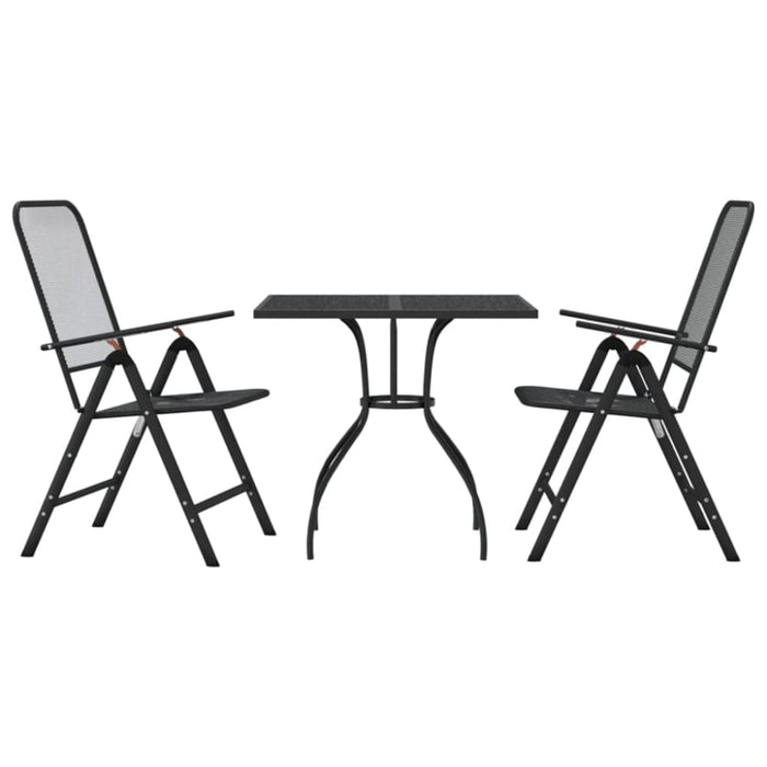 3 Piece Garden Dining Set Anthracite Metal Mesh Txoonoi