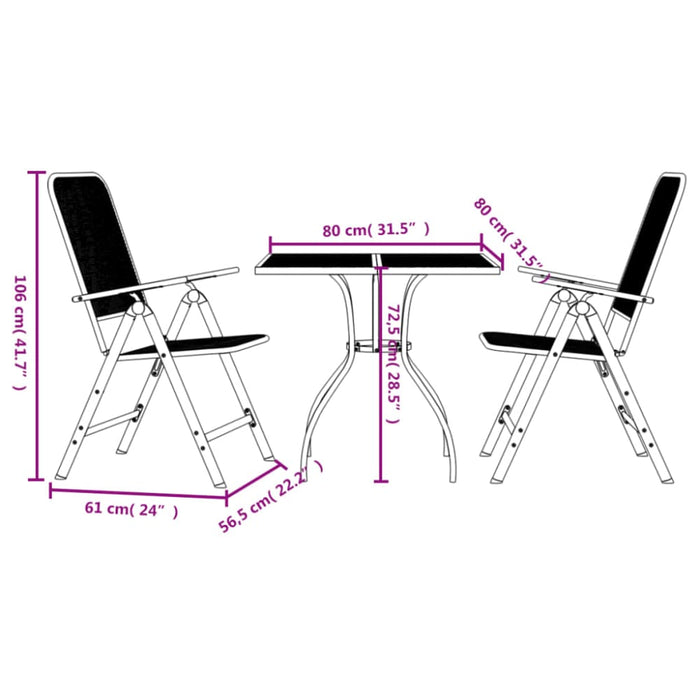 3 Piece Garden Dining Set Anthracite Metal Mesh Txoonoi