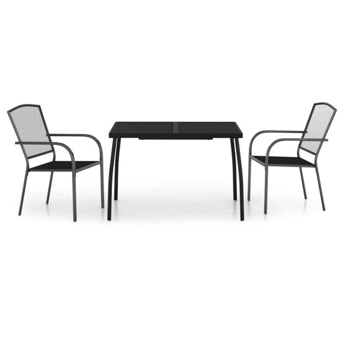 3 Piece Garden Dining Set Anthracite Steel Toniklk