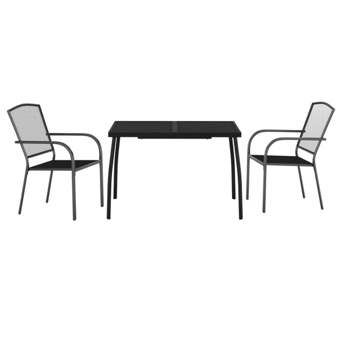 3 Piece Garden Dining Set Anthracite Steel Toniklk