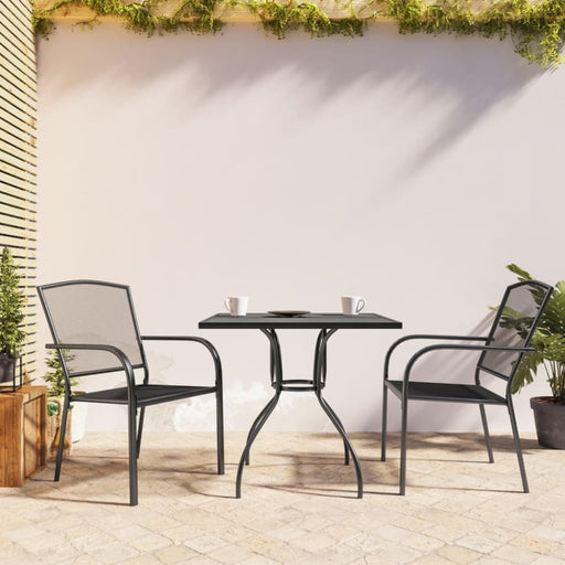 3 Piece Garden Dining Set Anthracite Steel Toniklp