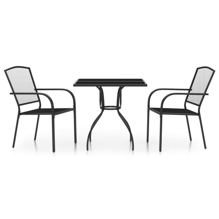 3 Piece Garden Dining Set Anthracite Steel Toniklp