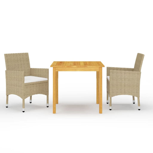 3 Piece Garden Dining Set Beige Tblillk