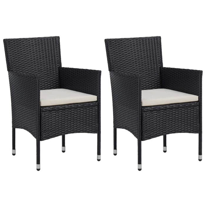 3 Piece Garden Dining Set Black Poly Rattan And Acacia Wood