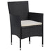 3 Piece Garden Dining Set Black Poly Rattan And Acacia Wood