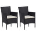 3 Piece Garden Dining Set Black Poly Rattan And Glass