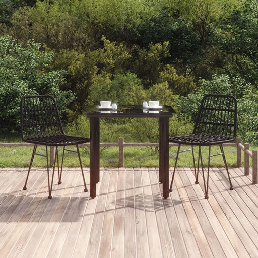 3 Piece Garden Dining Set Black Poly Rattan Topinka