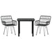 3 Piece Garden Dining Set Black Poly Rattan Topinll