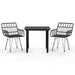 3 Piece Garden Dining Set Black Poly Rattan Topinll